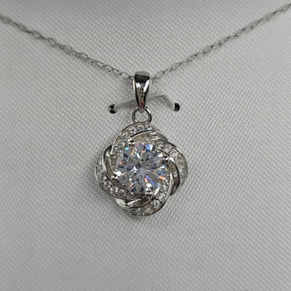 Sterling silver diamond necklace - Picture 3 of 6
